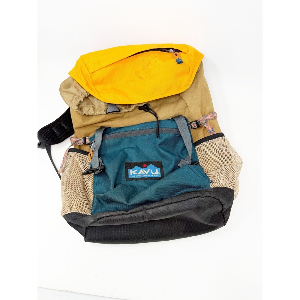 Kavu Timaru Backpack Colorblock Hiking Travel Canvas Bag Rucksack One Size - Picture 2 of 6